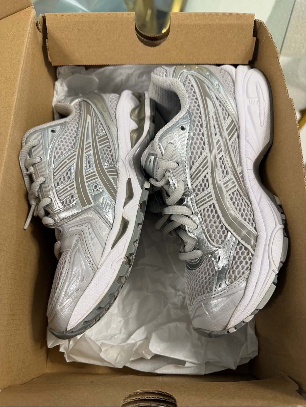 ASICS Silver Mesh Athletic Running Shoes